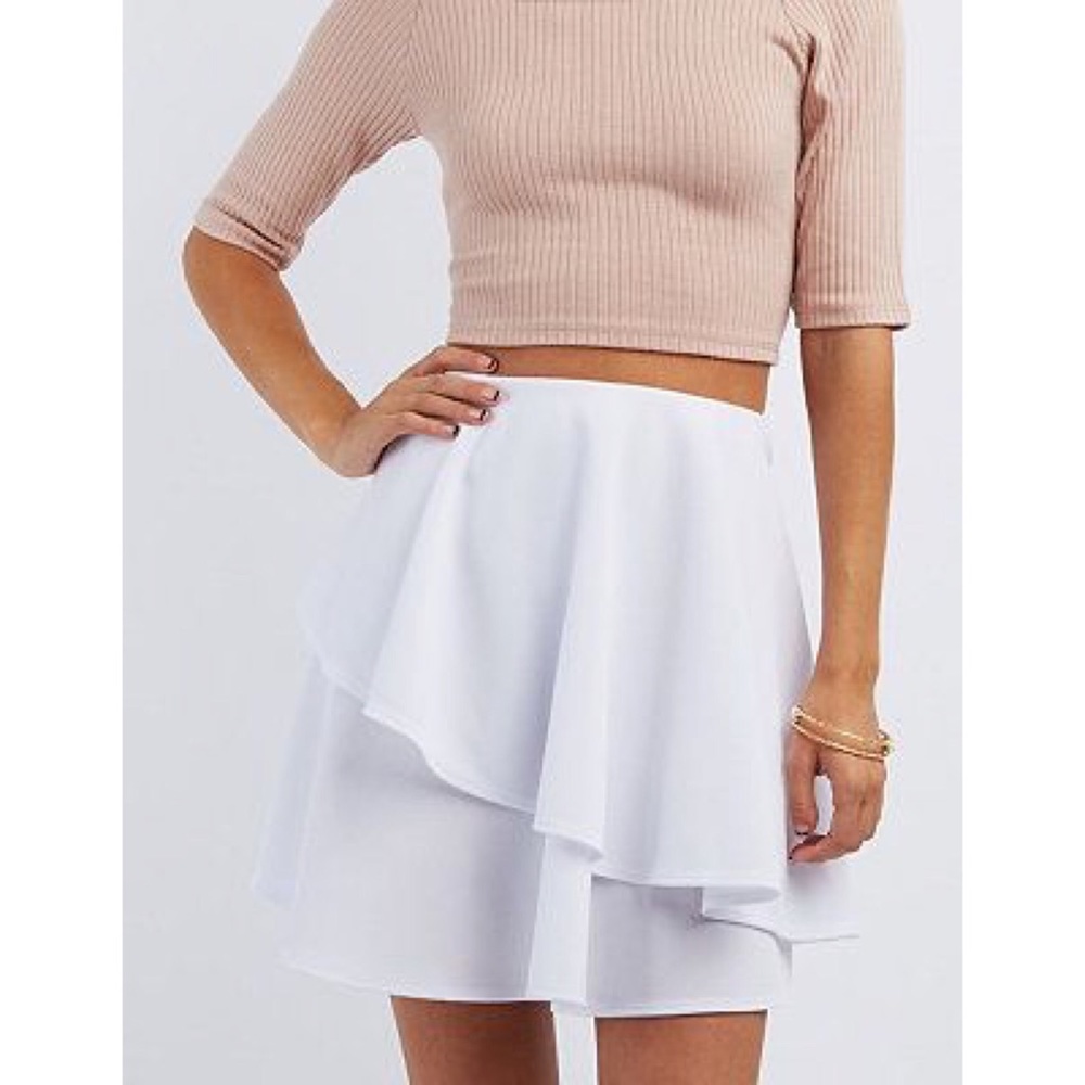 •CHARLOTTE RUSSE• asymmetrical tiered skater skirt